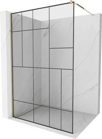 Dušo sienelė Mexen Kioto Walk-In, 90 cm x 200 cm, aukso sp./juoda sp./grūdintas