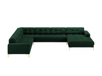Kampinė sofa Micadoni Mamaia Velvet, žalia sp., kairinė, 327 x 256 cm x 75 cm