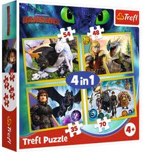 Пазл 4in1 Trefl 4-in-1 Puzzle How To Train Your Dragon 34341, 28.5 см x 20.5 см, 207 шт.