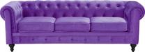Sofa Beliani Chesterfield, violetinė sp., 75 x 202 cm x 70 cm