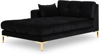Sofa Micadoni Home Mamaia Velvet Chaise Longue, juoda sp., kairinė, 185 x 102 cm x 75 cm