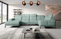 Kampinė sofa Neviro Poco 100, mėlyna sp., dešininė, 201 x 350 cm x 77 cm