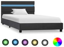 Lova viengulė VLX Faux Leather 284798, 90 x 200 cm, antracito sp., be čiužinio, su grotelėmis