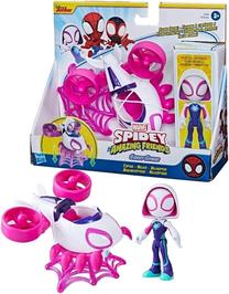 Автомобиль с фигурой Hasbro Spiderman Spidey Ghost Spider F7456, белый цв./розовый цв.