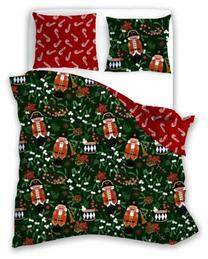 Kalėdinis patalynės užvalkalų komplektas PEM-70, raudonas/žalias/įvairių spalvų, 160 x 200 cm