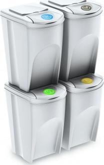 Atliekų rūšiavimo sistema Prosperplast Sortibox, 4 x 35L l, balta sp.