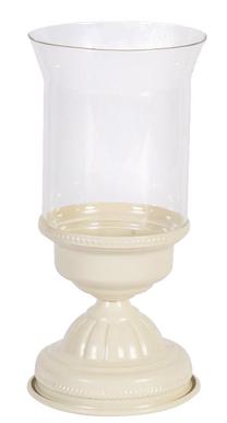 Žvakidė Home4you, stiklas/metalas, 25 cm, skaidri sp./smėlio ruda sp.