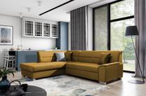 Kampinė sofa Bergen Monolith 48, geltona sp., kairinė, 208 x 250 cm x 87 cm