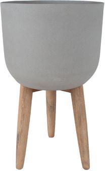 Puķu pods Home4you Sandstone 72429, kompozītmateriāls/koks, Ø 36 cm, pelēka krās.