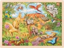 Medinė dėlionė Goki Australian Animals 365726, 30 cm x 40 cm, 96 vnt.