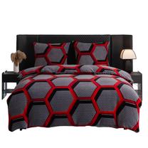 Patalynės užvalkalų komplektas PEK-114, juodas/raudonas/grafito, 160 x 200 cm