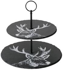 Serviravimo stovas Boltze, 25 cm x 25 cm x 24 cm, Ø 25 cm, juoda sp., akmuo/metalas