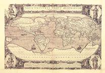 Fototapete Artgeist Retro Style World Map - Outline Of Continents With Inscriptions In Latin, 210 cm x 300 cm