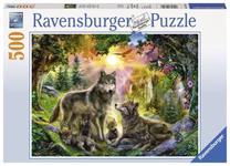 Dėlionė Ravensburger Wolf Family in Sunshine 14745, 49 cm x 36 cm, 500 vnt., įvairių spalvų