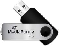 USB zibatmiņa MediaRange MR912, sudraba krās./melna krās., 64 GB