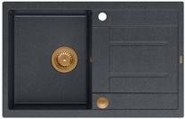 Virtuves izlietne Quadron Morgan 111, granīts, 78 cm x 50 cm x 22 cm, melns krās./brūna krās./vara krās.
