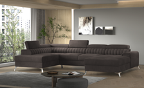 Kampinė sofa Lacante Rekta 22, ruda sp., kairinė, 202 x 354 cm x 92 cm