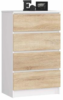 Komoda Akord Furniture Factory K60, ruda sp./balta sp., 99 cm x 40 cm x 60 cm