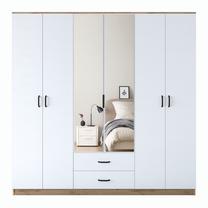 Spinta Kalune Design BA130 - 3049, ruda sp./balta sp., 210 cm x 51.5 cm x 210 cm, su veidrodžiu