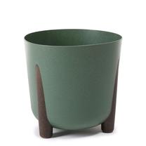 Puķu pods Lamela Frida Eco, plastmasa/koks, 26 cm x 26 cm, Ø 26 cm, zaļa krās.