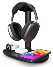 Telefono įkroviklis OEM Qi 4in1 15W B15A, 3 x Qi Wireless, juoda sp., 15 W