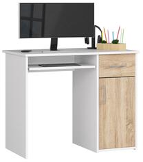 Rašomasis stalas su spintele Akord Pin, 90 cm x 50 cm, 74 cm, balta sp./sonoma ąžuolo sp.