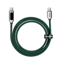 Kabelis Baseus Cafule, 2 x USB Type C, 200 cm, žalia sp., 100 W