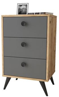 Naktinis staliukas Kalune Design VL68-222, antracito sp./pušies sp, 78.6 cm x 49 cm x 40 cm