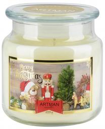 Ziemassvētku svece, aromātiskā Mondex Jar, 75 h, 400 g, balta krās.