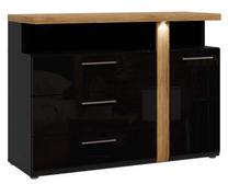 Komoda Forte Tuluza TUZK222B-M548, ąžuolo sp./juoda sp., 85.9 cm x 118.5 cm x 43.4 cm