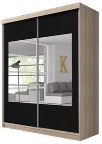 Spinta Idzczak Meble Multi 3, ąžuolo sp./juoda sp., 203 cm x 61 cm x 218 cm, su veidrodžiu