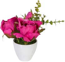 Dirbtinė gėlė vazone, rožė Home4you, rožinė sp., 15 cm