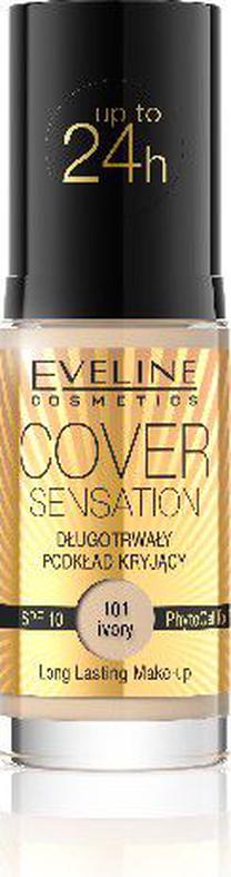 Makiažo pagrindas Eveline Cover Sensation, SPF 10, smėlio sp., 101 ivory, 30 ml