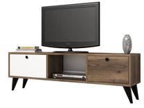 ТВ стол Kalune Design Serenat, белый цв./черный цв./ореховый цв., 138 см x 29.5 см x 42.6 см