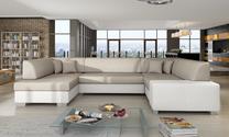 Kampinė sofa Havana Dora 21, Soft 17, balta sp./smėlio sp., kairinė, 320 x 207 cm x 73 cm