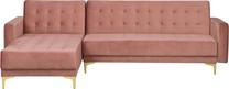 Kampinė sofa - lova Beliani Aberdeen Velvet, rožinė sp., dešininė, 267 x 16 cm x 83 cm