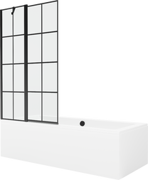 Vonia, su sienele su sienele, laisvai pastatoma Mexen Cube, 180 cm x 80 cm x 39 cm, stačiakampis, balta sp.