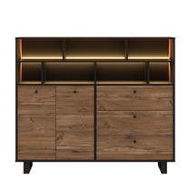Komoda Forte Sewill SEWK332-M115, juoda sp./tamsiai ruda sp., 112 cm x 144 cm x 42 cm