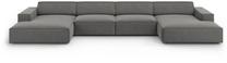 Sofa Micadoni Home Jodie Velvet Panoramic 6 Seats, šviesiai pilka sp., 364 x 166 cm x 70 cm