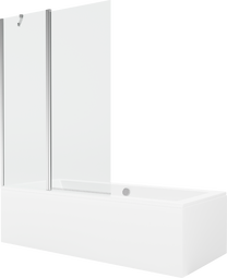 Vonia su sienele, laisvai pastatoma Mexen Cube, 180 cm x 80 cm x 39 cm, stačiakampis, balta sp./chromo sp.