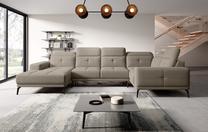 Kampinė sofa Neviro Vero 18, šviesiai ruda sp., dešininė, 201 x 350 cm x 77 cm