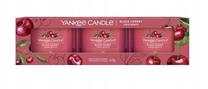 Žvakė, rinkinys, aromatinė Yankee Candle Signature Black Cherry, 10 h, 37 g, 3 vnt., Raudona