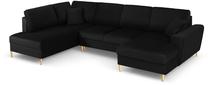 Sofa-lova Micadoni Home Moghan Velvet Panoramic, juoda sp., kairinė, 313 x 194 cm x 88 cm
