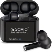 Bezvadu austiņas Savio TWS-08 Pro, melna krās.
