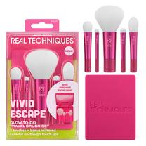 Dekoratīvās kosmētikas otu komplekts Real Techniques Vivid Escape Glow To Go, 5 gab., rozā krās.