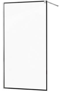 Dušo sienelė Mexen Kioto Walk-In Black Border, 130 cm x 200 cm, juoda sp./chromo sp./grūdintas