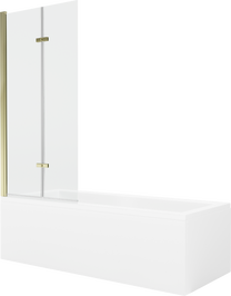 Vonia su sienele, laisvai pastatoma Mexen Cubik, 170 cm x 70 cm x 40 cm, stačiakampis, skaidri sp./aukso sp.