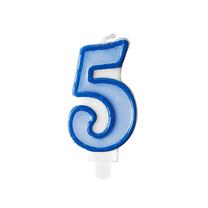 Свеча на день рождения Party&Deco Number 5, синий цв./голубой цв.