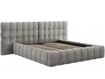 Lova dvigulė Micadoni Home Mamaia Velvet Double Headboard, 180 x 200 cm, šviesiai pilka sp., be čiužinio, su grotelėmis