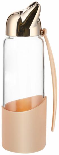 Ūdens pudele Homla Foxy, caurspīdīga krās./zelta krās., plastmasa/stikls/silikons, 0.35 l